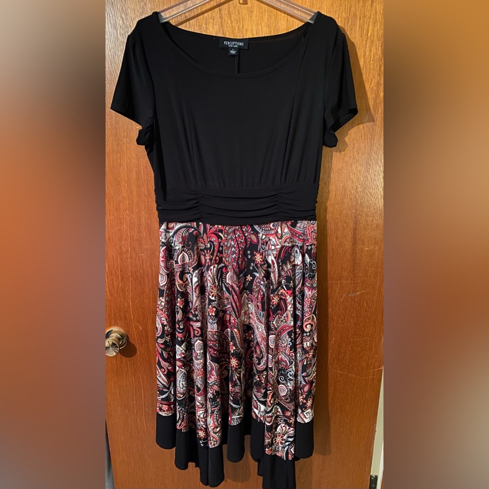 Chic Black and Paisley Midi Dress